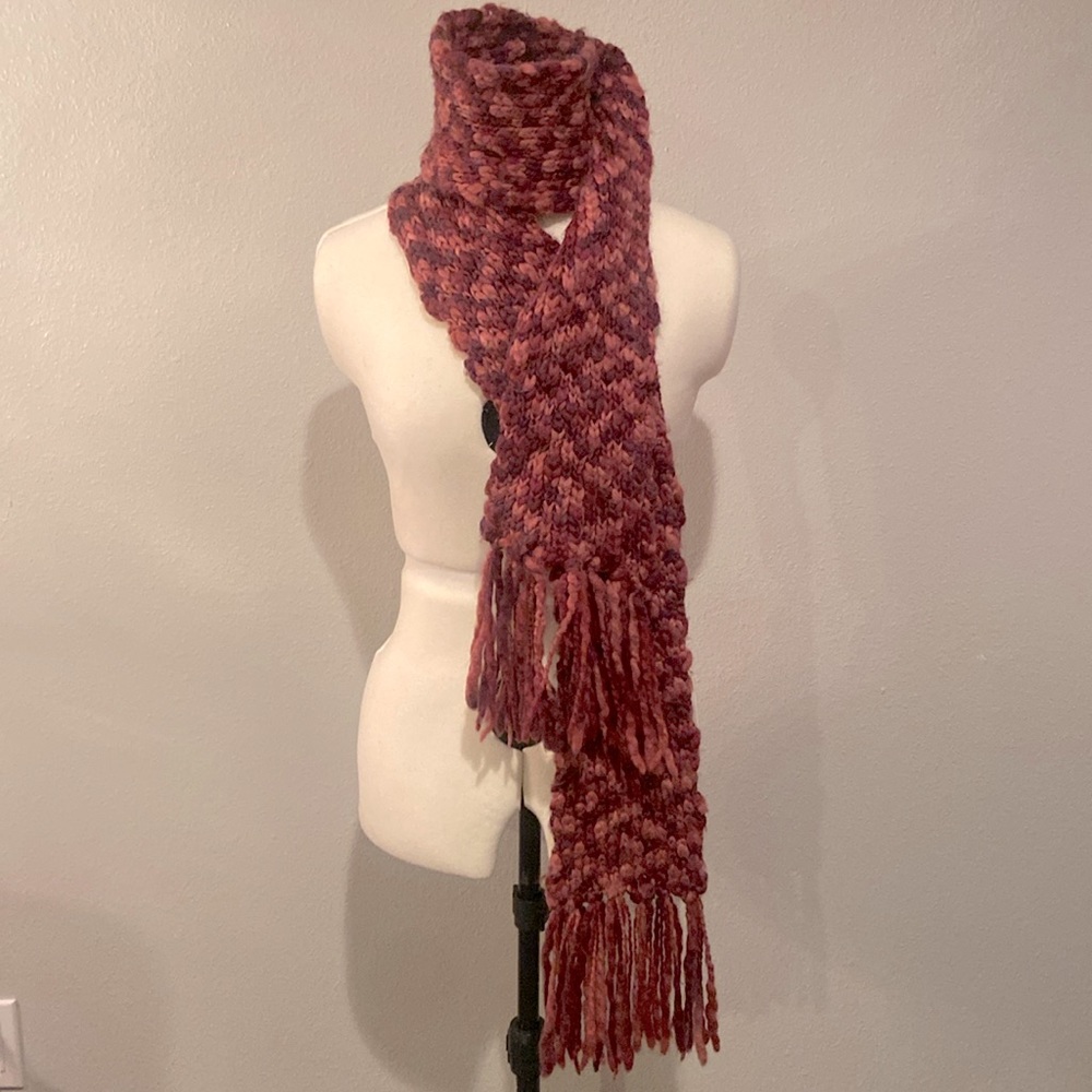 H&M Pink and Maroon Knitted Scarf